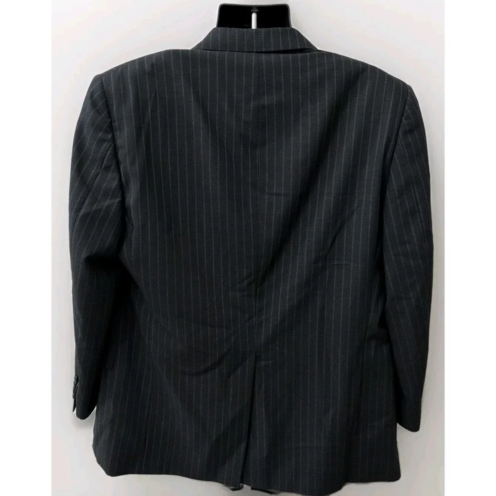 42R‎ Hickey Freeman Modern Fit Charcoal Grey Pinstripe Wool Suit Jacket Made USA